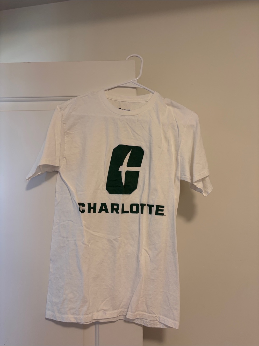 Champion White T‑Shirt with Green Charlotte Logo